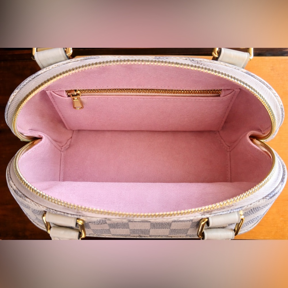 💯 Authentic Louis Vuitton Alma BB Damier Azur Braided Handles (Model N45294)Pink - Picture 12 of 17